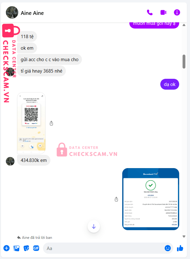 19036470485014 NGUYEN THI HANG Techcombank bị cảnh báo lừa đảo scam