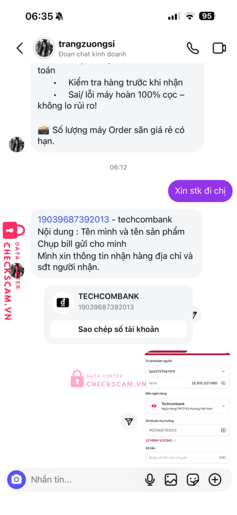 19039687392013 LE MINH VUONG Techcombank bị cảnh báo lừa đảo scam