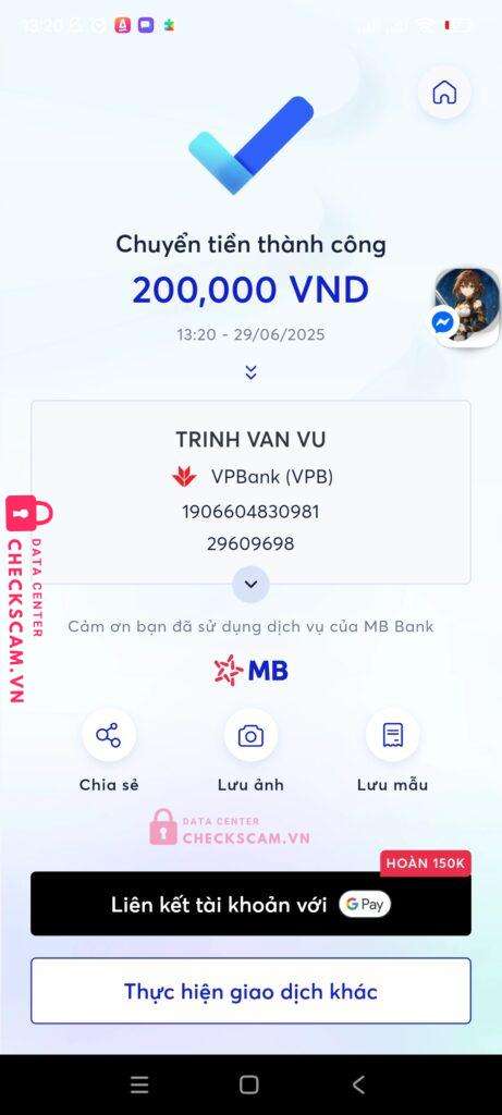 1906604830981 TRINH VAN VU VP BANK bị cảnh báo lừa đảo scam
