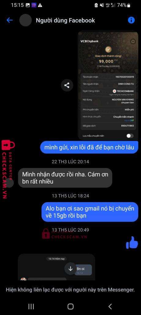 19070020100019 DINH CONG TU Techcombank bị cảnh báo lừa đảo scam