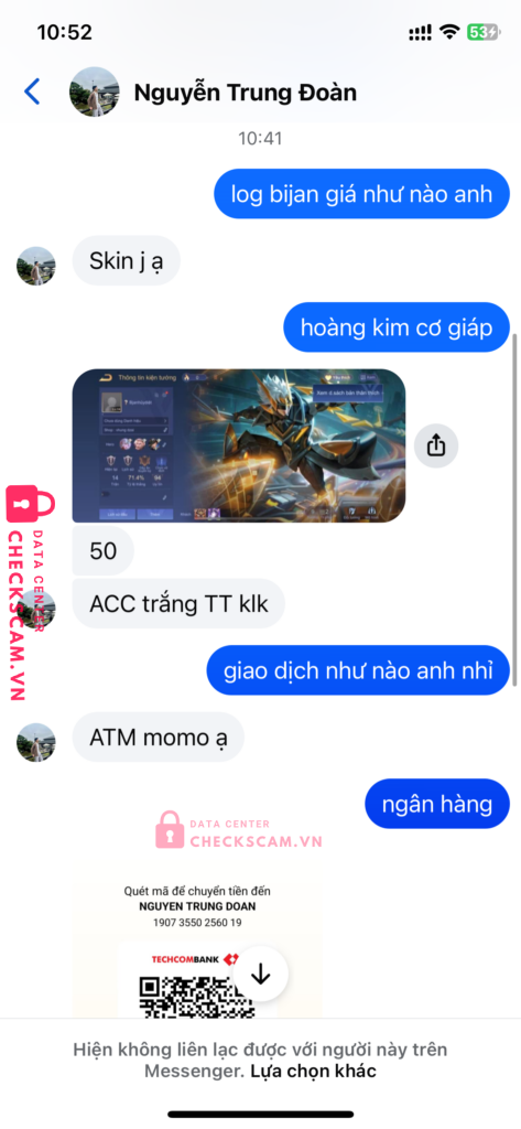 19073550256019 NGUYEN TRUNG DOAN Techcombank bị cảnh báo lừa đảo scam