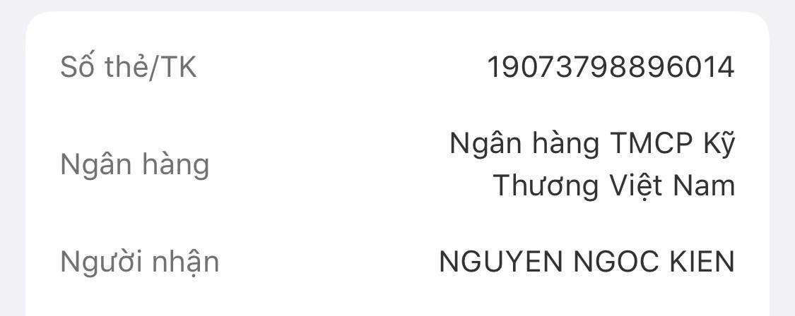 19073798896014 NGUYEN NGOC KIEN Techcombank bị cảnh báo lừa đảo scam
