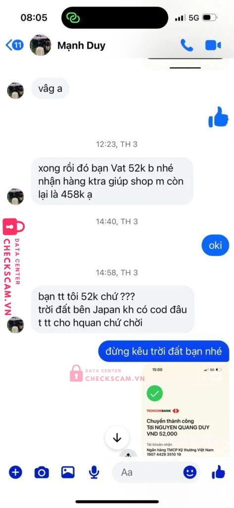 19074429351019 Nguyen Quang Duy Techcombank bị cảnh báo lừa đảo scam
