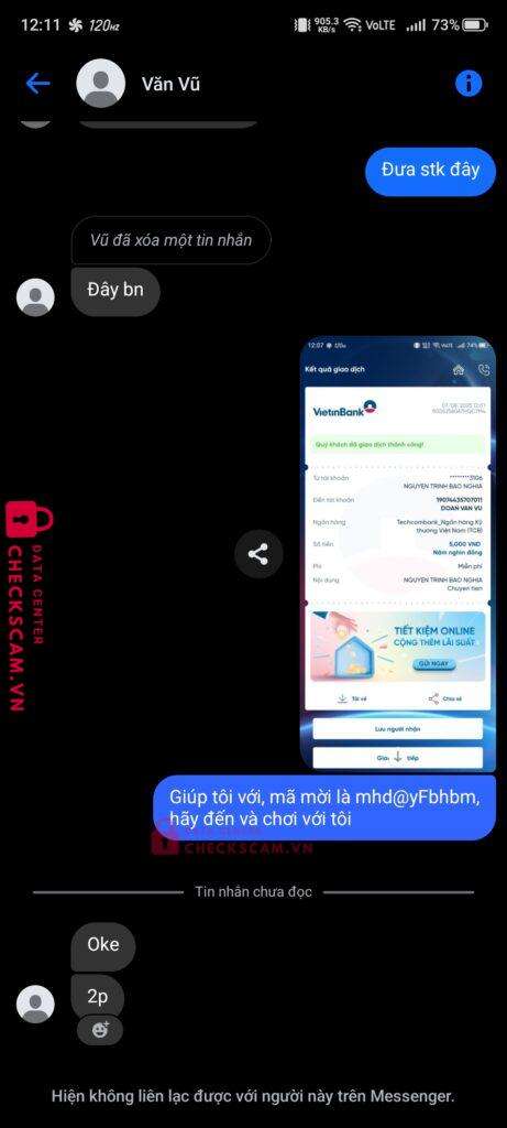 19074435707011 DOAN VAN VU Techcombank bị cảnh báo lừa đảo scam