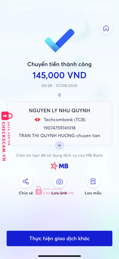 19074759741018 NGUYEN LY NHU QUYNH Techcombank bị cảnh báo lừa đảo scam