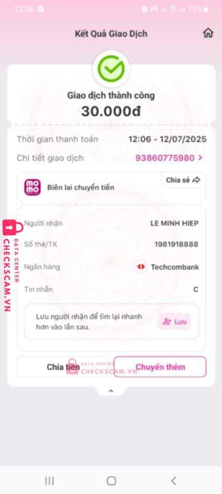 1981918888 Le Minh Hiep Techcombank bị cảnh báo lừa đảo scam
