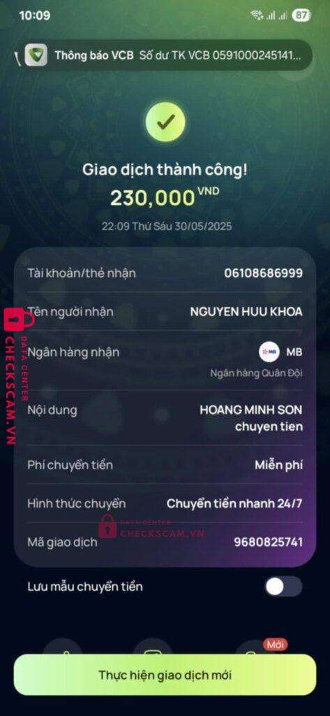 06108686999 Nguyen Huu Khoa MB bị cảnh báo lừa đảo scam