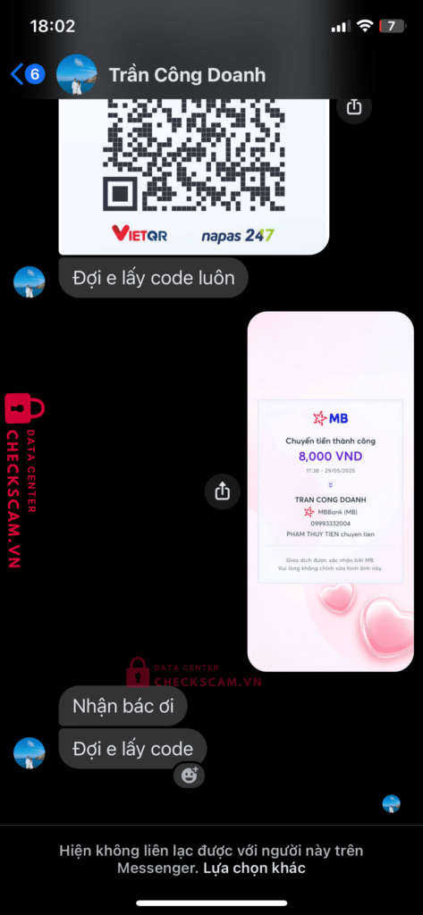 09993332004 Tran Cong Doanh MB bị cảnh báo lừa đảo scam