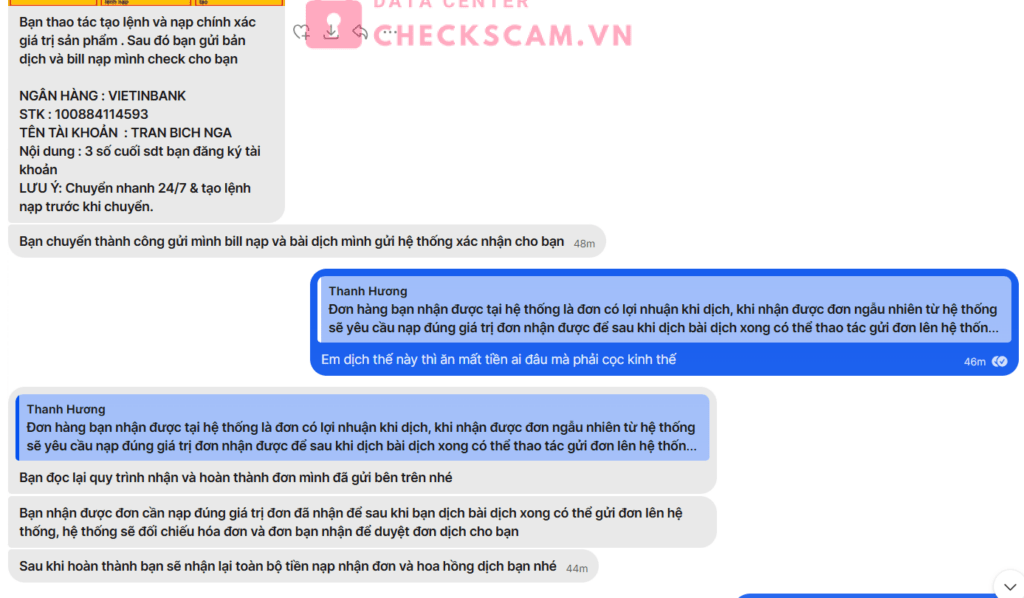 100884114593 Tran Bich Nga Vietinbank bị cảnh báo lừa đảo scam