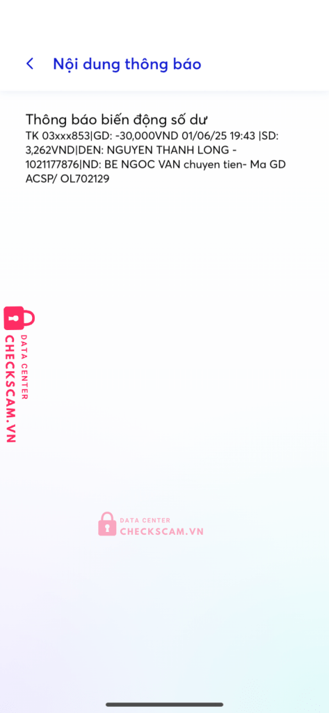 1021177876 Nguyen Thanh Long VCB bị cảnh báo lừa đảo scam