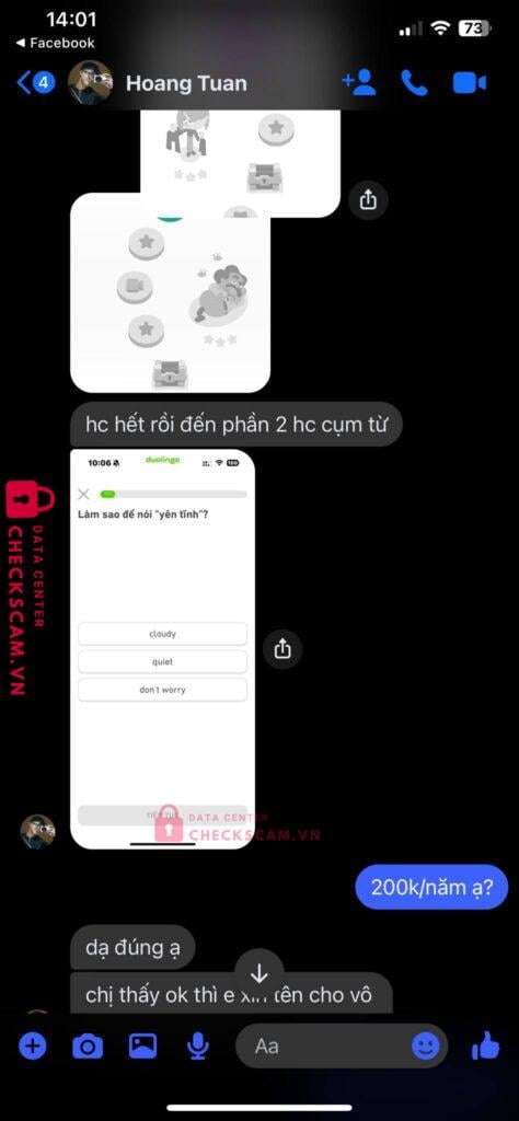 1051108206 Duong Hoang Tuan VCB bị cảnh báo lừa đảo scam