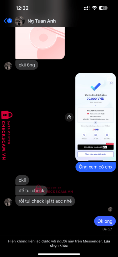 19073928713014 Nguyen Tuan Anh Techcombank bị cảnh báo lừa đảo scam