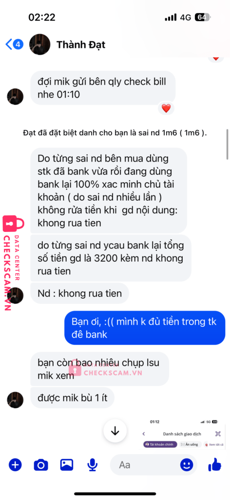 272788686 Nguyen Thanh Dat MB bị cảnh báo lừa đảo scam
