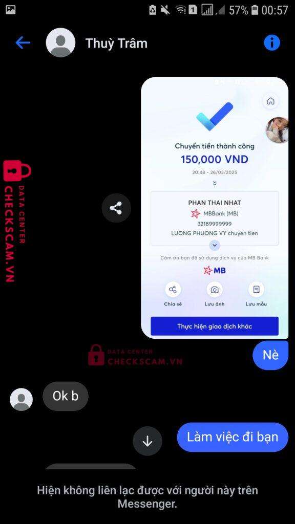 32189999999 Phan Thai Nhat MB bị cảnh báo lừa đảo scam