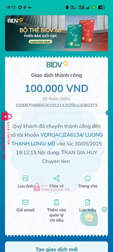 350188888888 Luong Thanh Long MB bị cảnh báo lừa đảo scam