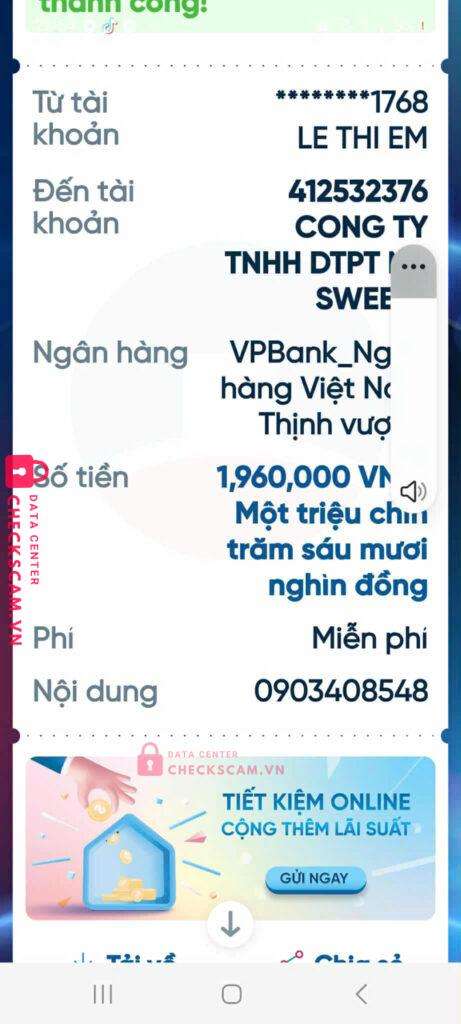 412532376 Na Sweets Co Ltd VP BANK bị cảnh báo lừa đảo scam