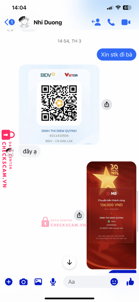 6311410504 Dinh Thi Diem Quynh BIDV bị cảnh báo lừa đảo scam