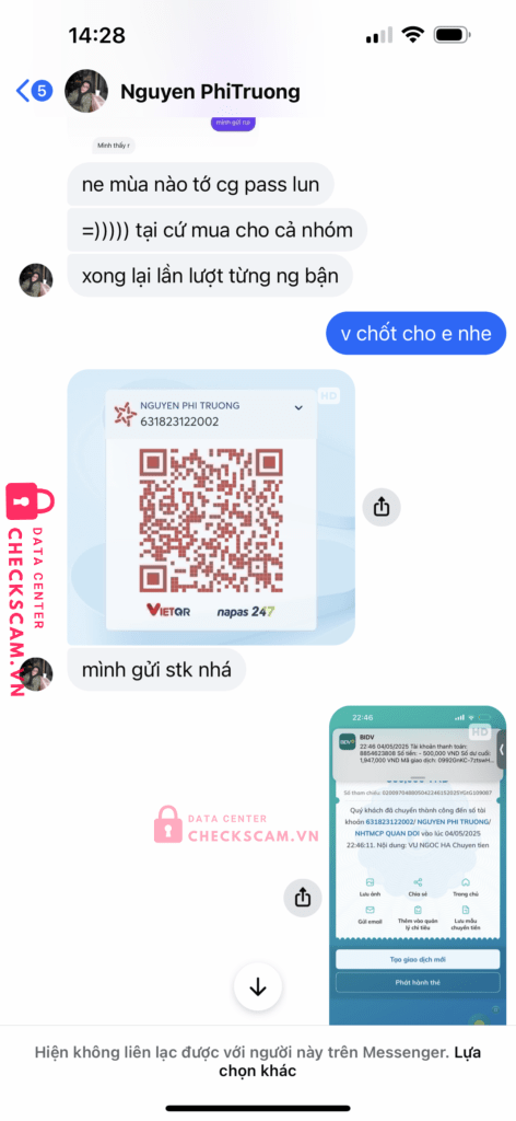 631823122002 Nguyen Phi Truong MB bị cảnh báo lừa đảo scam