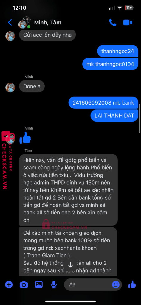 6404648446 Nguyen Thanh Dat VP Bank bị cảnh báo lừa đảo scam
