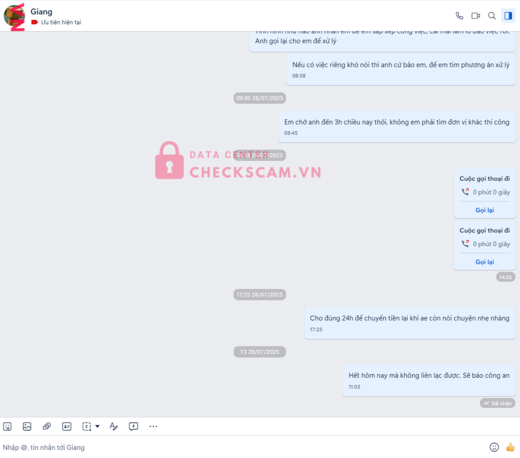 86801089299999 Le Van Giang MB bị cảnh báo lừa đảo scam