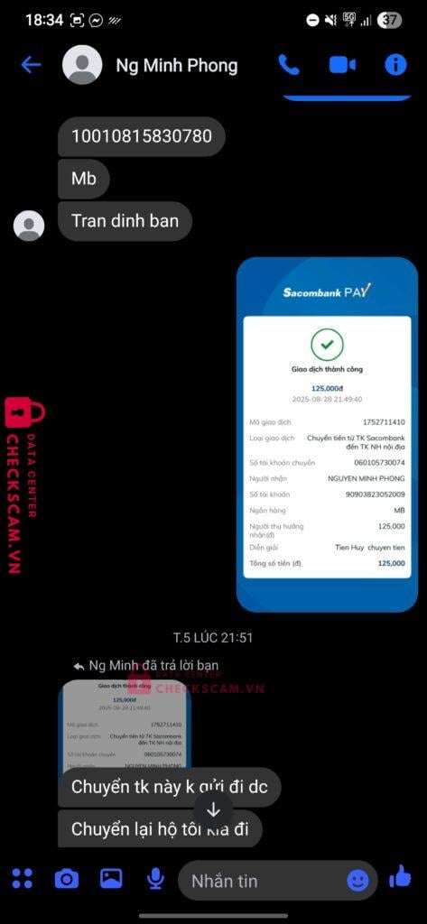 90903823052009 Nguyen Minh Phong MB bị cảnh báo lừa đảo scam