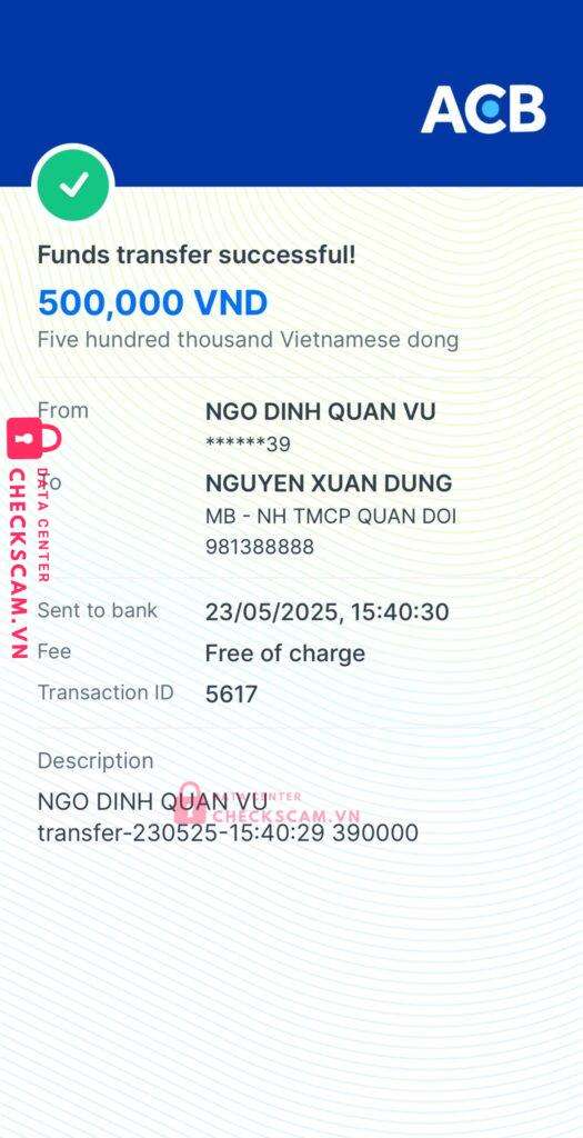 981388888 Nguyen Xuan Dung MB bị cảnh báo lừa đảo scam