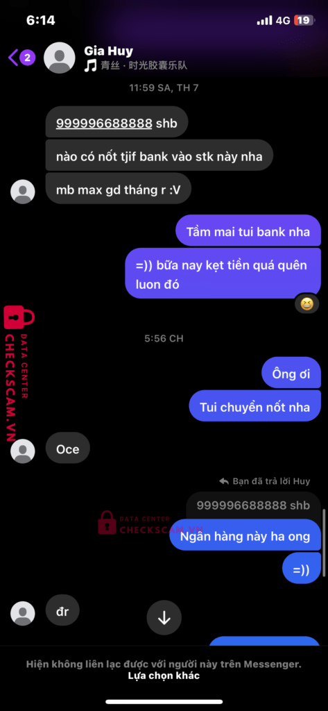 999996688888 To Gia Huy SHB bị cảnh báo lừa đảo scam