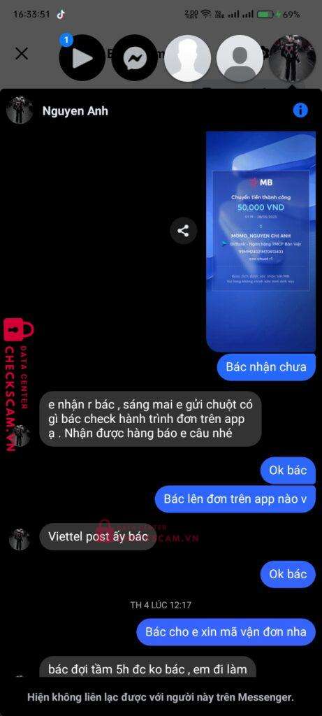 99MM24021M70613403 Nguyen Chi Anh BV BANK bị cảnh báo lừa đảo scam