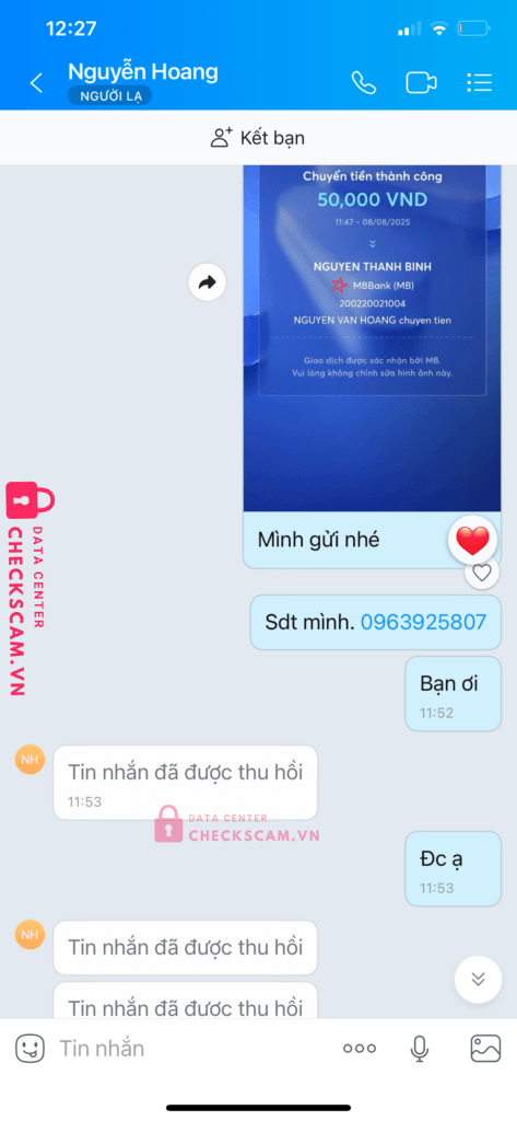 200220021004 NGUYEN THANH BINH MB bị cảnh báo lừa đảo scam