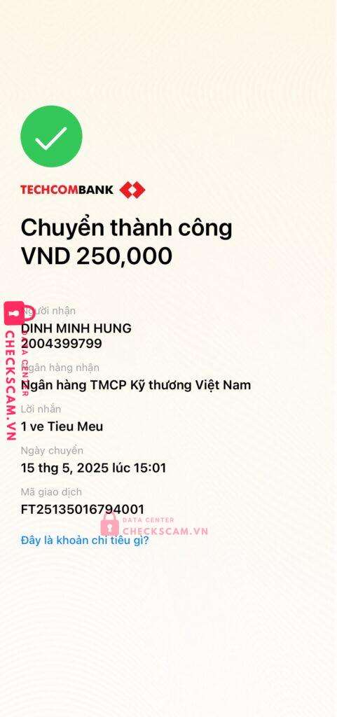 2004399799 Dinh Minh Hung Techcombank bị cảnh báo lừa đảo scam