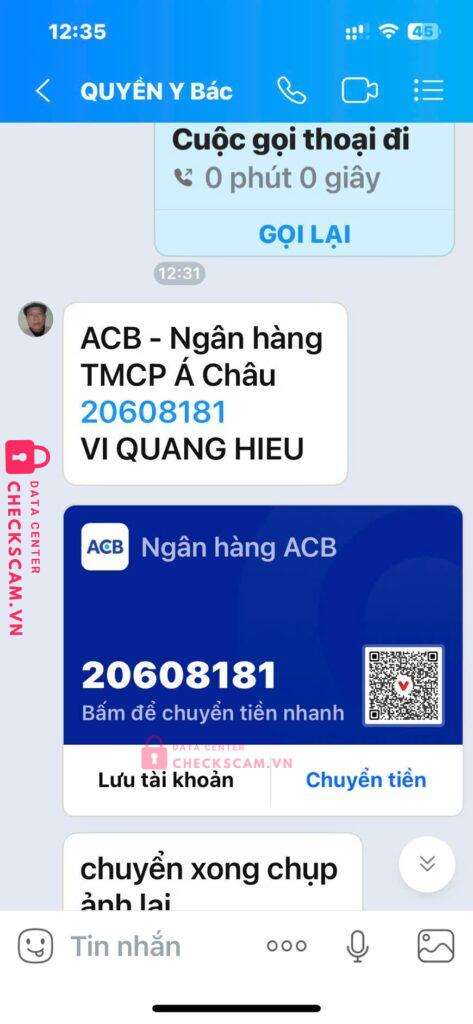 20608181 VI QUANG HIEU ACB bị cảnh báo lừa đảo scam