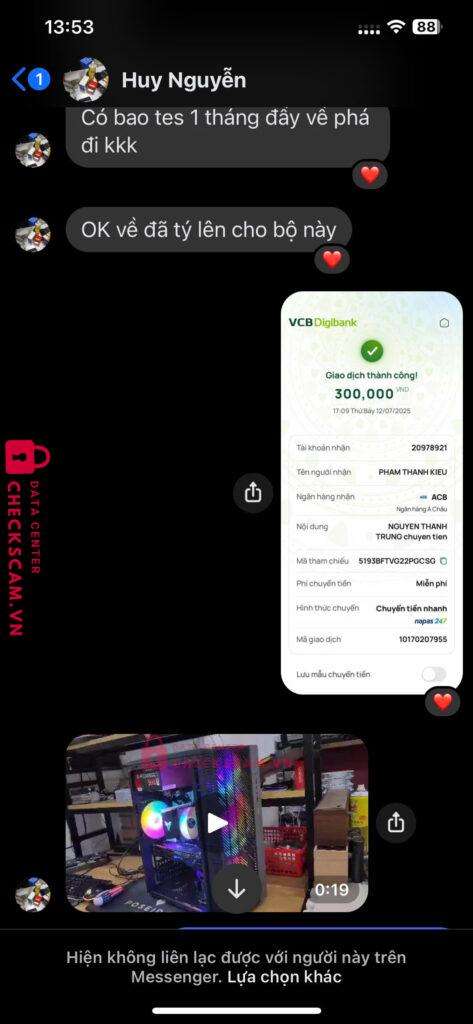 20978921 PHAM THANH KIEU ACB bị cảnh báo lừa đảo scam