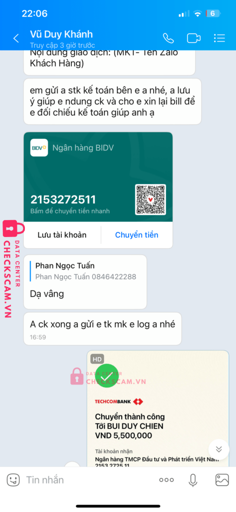 2153272511 BUI DUY CHIEN BIDV bị cảnh báo lừa đảo scam