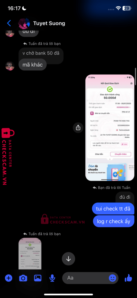 222208022024 PHAM THI HOAI THU Techcombank bị cảnh báo lừa đảo scam