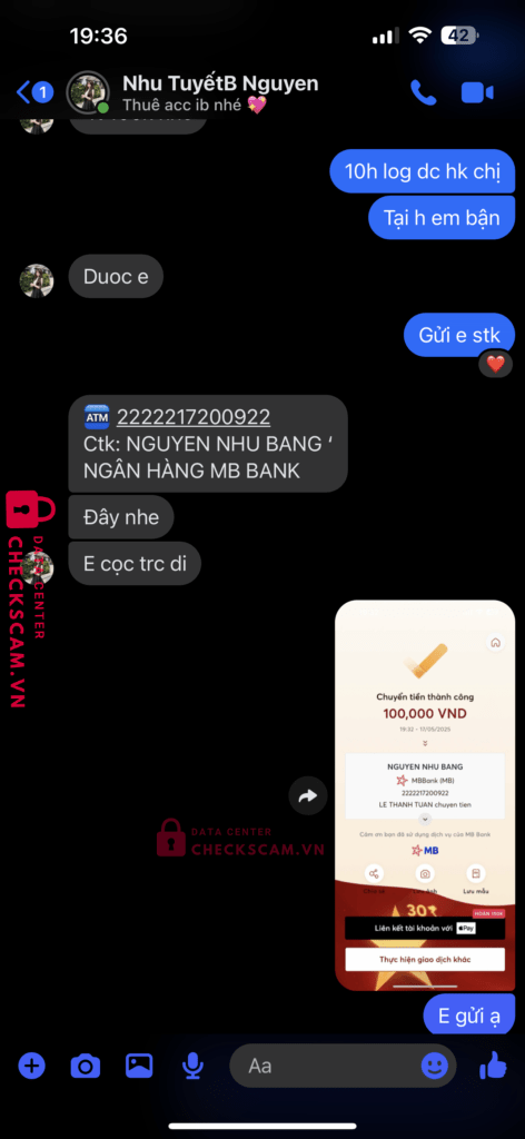 2222217200922 Nguyen Nhu Bang MB bị cảnh báo lừa đảo scam