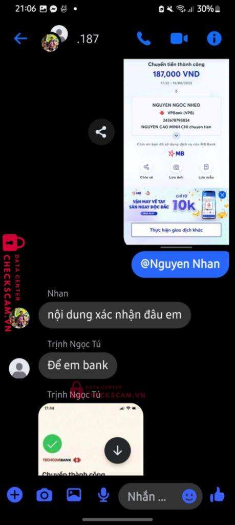 243678798834 NGUYEN NGOC NHEO VP BANK bị cảnh báo lừa đảo scam