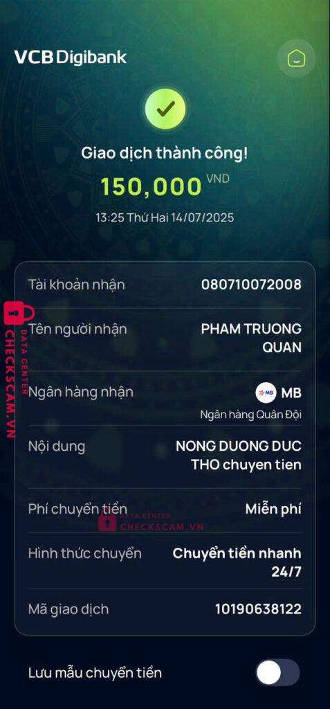 247177 PHAM TRUONG QUAN MB Bank bị cảnh báo lừa đảo scam