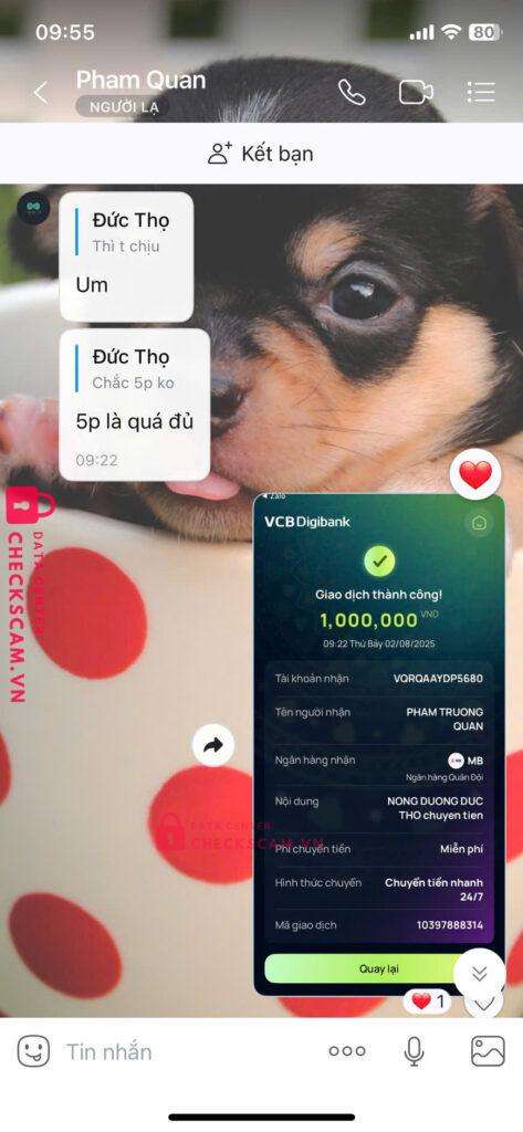 247177 PHAM TRUONG QUAN MB Bank bị cảnh báo lừa đảo scam