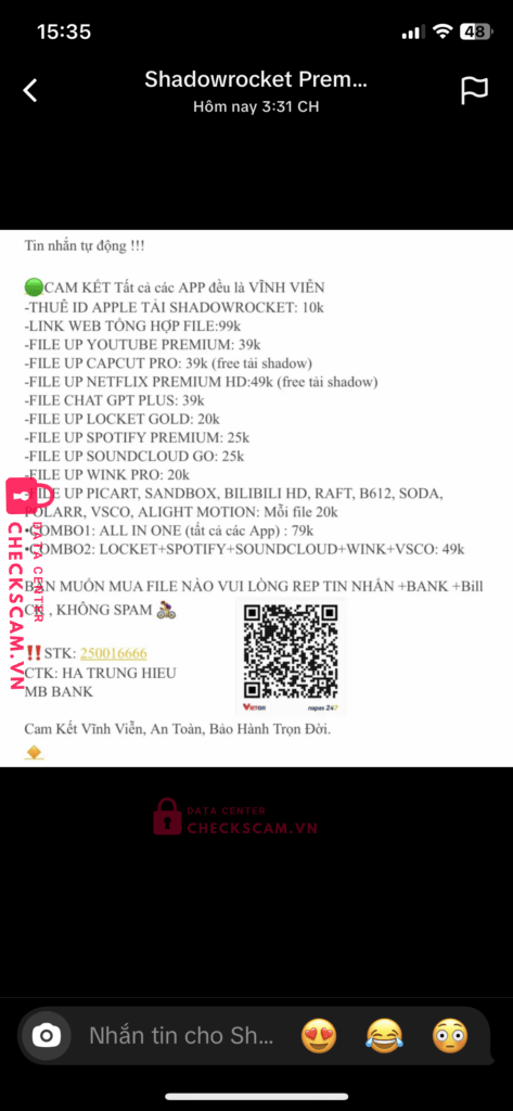 250016666 Ha Trung Hieu MB bị cảnh báo lừa đảo scam
