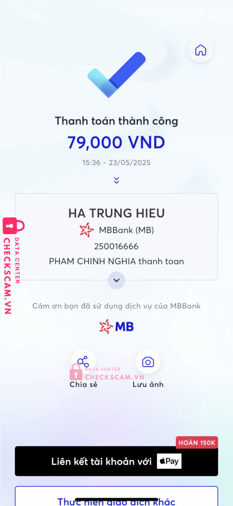 250016666 Ha Trung Hieu MB bị cảnh báo lừa đảo scam
