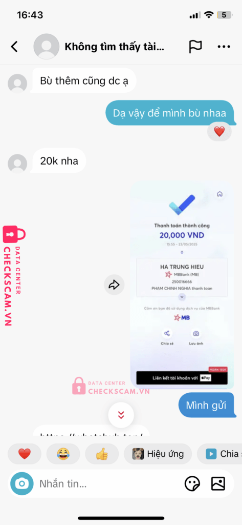250016666 Ha Trung Hieu MB bị cảnh báo lừa đảo scam