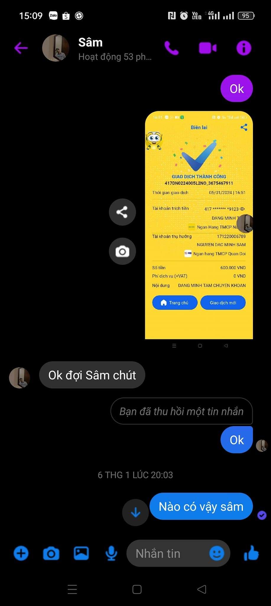 250999999999 NGUYEN DAC MINH SAM MB bị cảnh báo lừa đảo scam