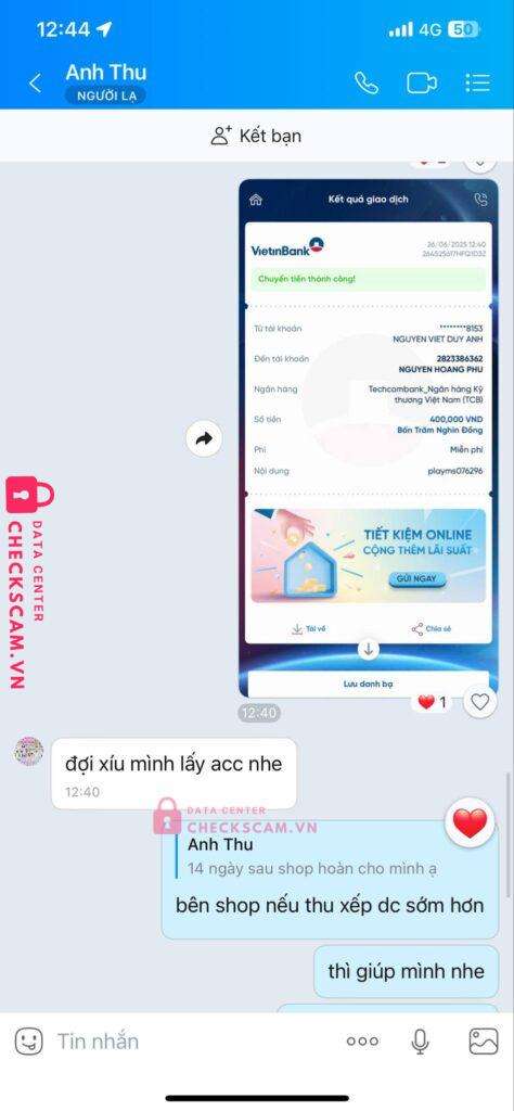 2823386362 NGUYEN HOANG PHU Techcombank bị cảnh báo lừa đảo scam