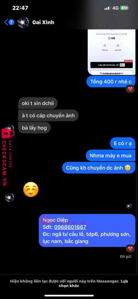2905098217 LA PHUONG THUY MB Bank bị cảnh báo lừa đảo scam