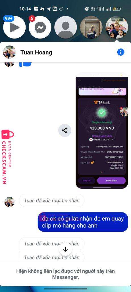 292807171 TRAN QUANG VINH VP Bank bị cảnh báo lừa đảo scam