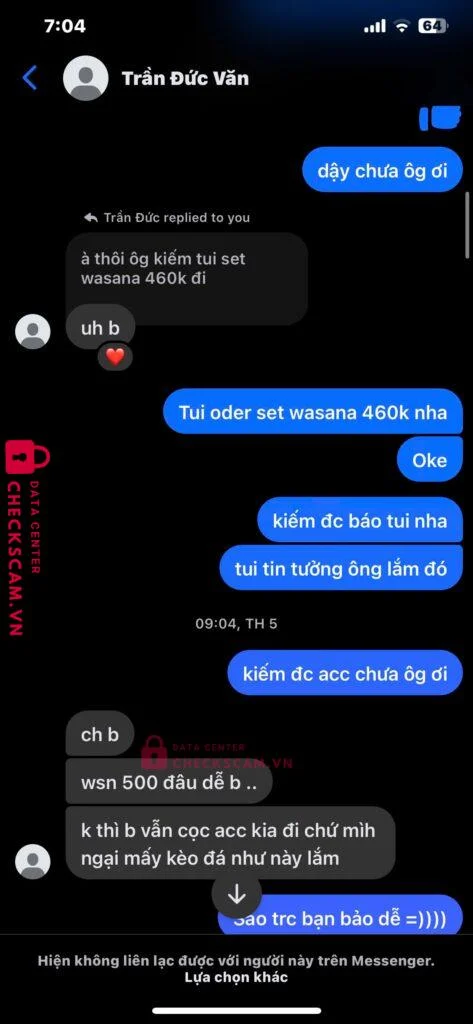 293011111 TRAN DUC VAN MB bị cảnh báo lừa đảo scam