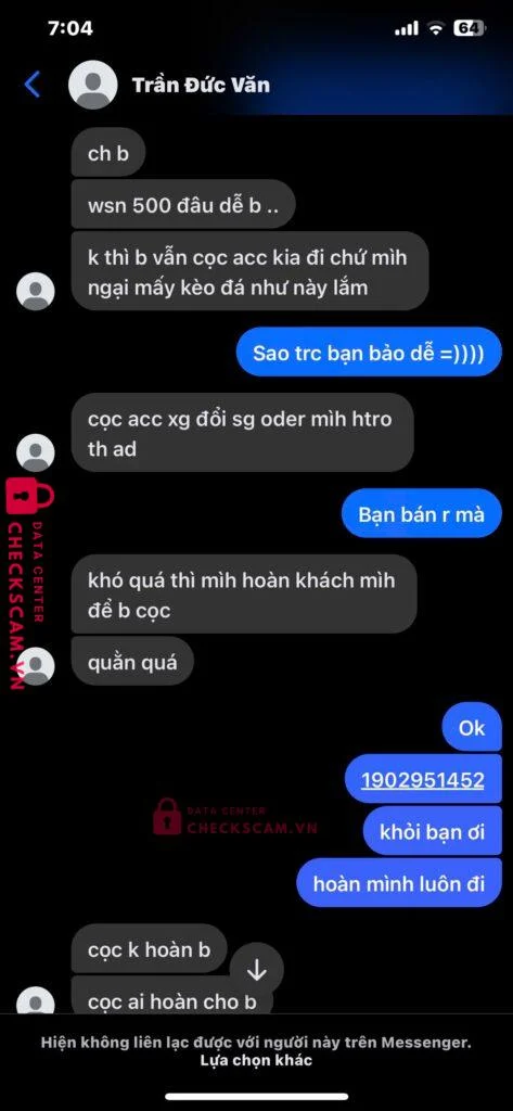 293011111 TRAN DUC VAN MB bị cảnh báo lừa đảo scam