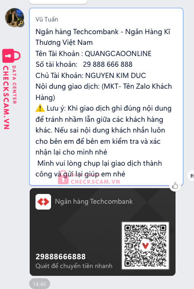 29888666888 NGUYEN KIM DUC TECHCOMBANK bị cảnh báo lừa đảo scam