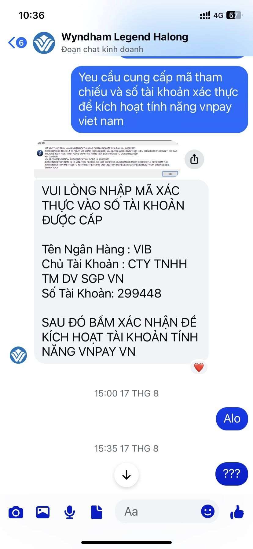 299448 TM DV SGP VN VIB bị cảnh báo lừa đảo scam