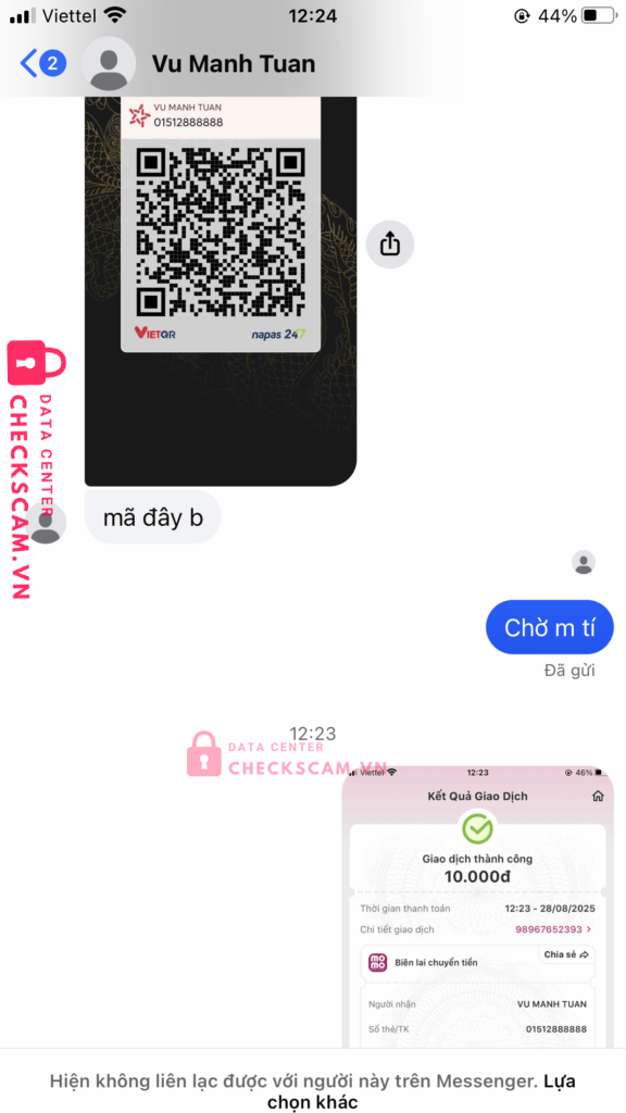 01512888888 Vu Manh Tuan MB bị cảnh báo lừa đảo scam